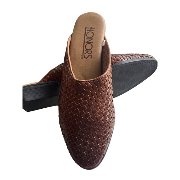 Vintage Honors by Rottles Brown Woven Leather Women’s Shoes/slip On/mules- 5.5 - Picture 3 of 11